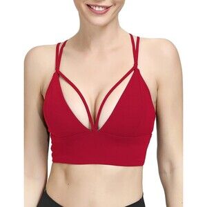 MotoRun Strappy Sports Bras Criss Cross Back Workout Running Yoga Bra Sz M